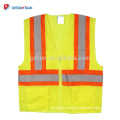 Custom Neon Yellow High Visibility Reflective Safety Vest with Pockets and Zipper Breathable Mesh Heavy Duty Workwear